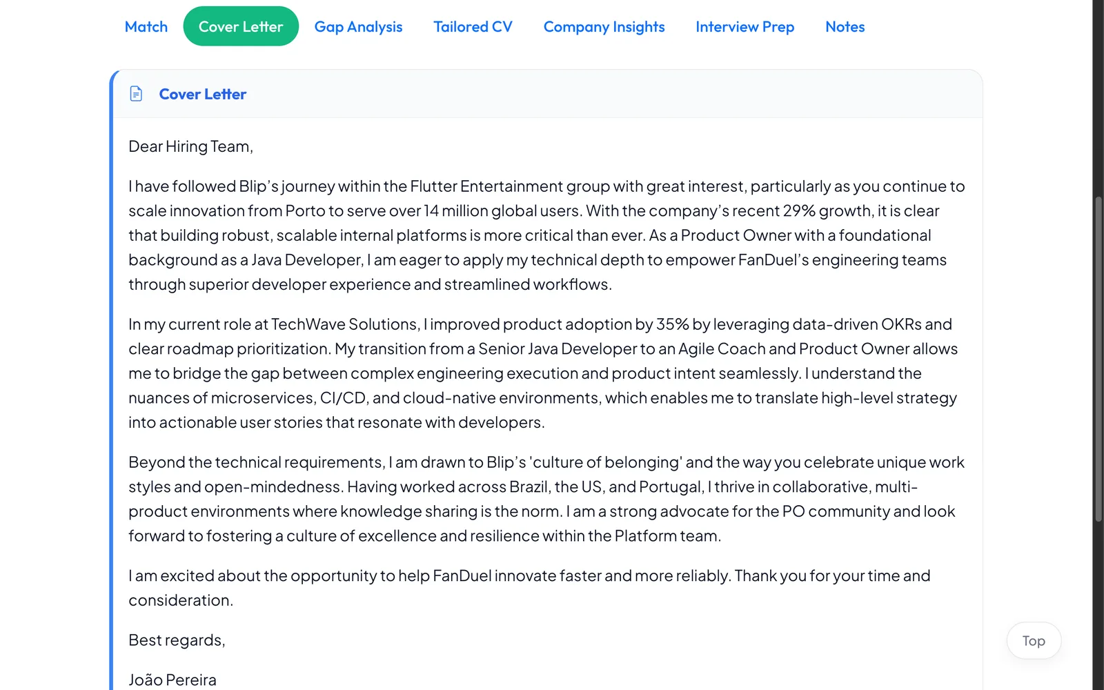 A cover letter that actually sounds like you